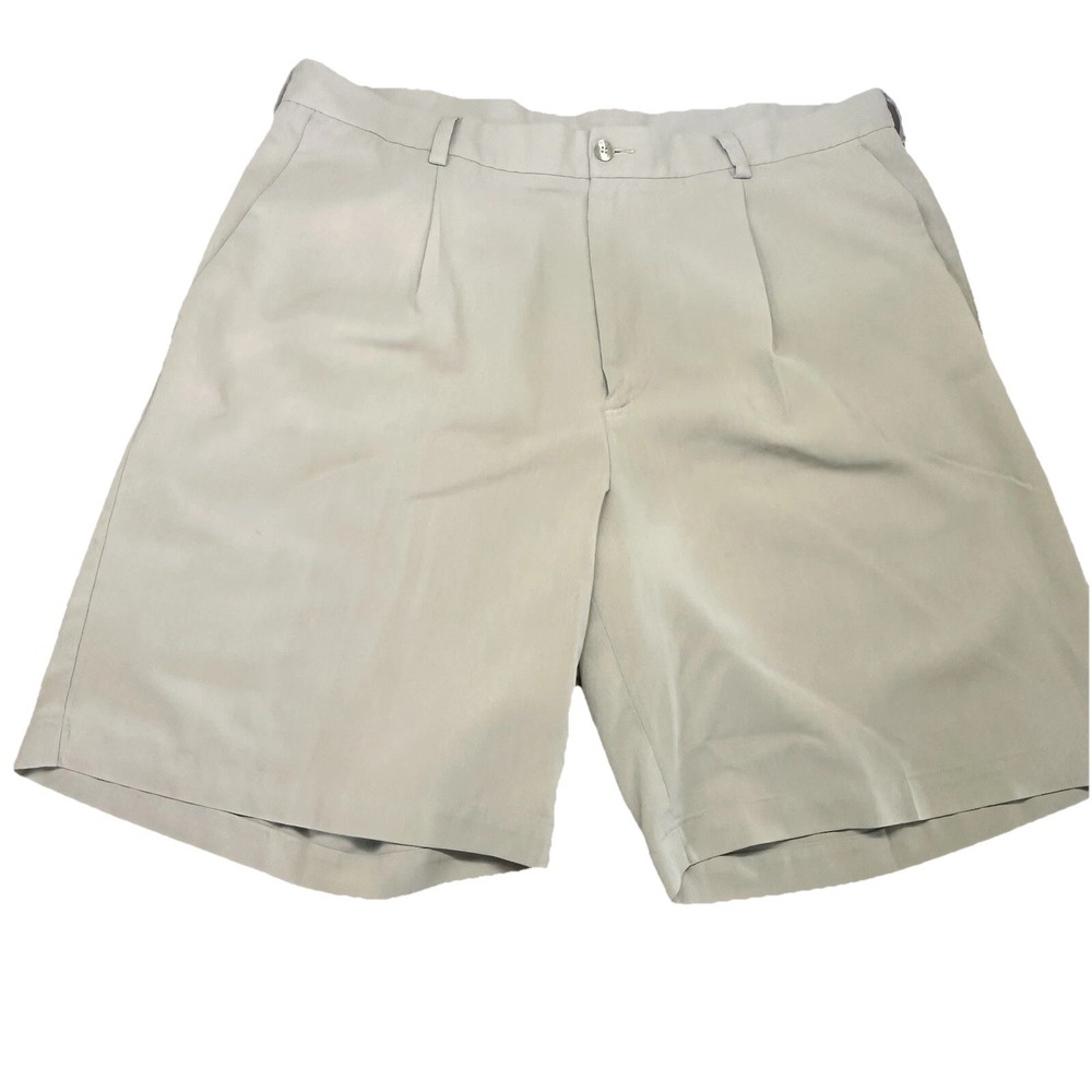 Nike Golf Shorts Mens 38 Beige Khaki Pleated Preppy‎ Casual Classic Fit Retro